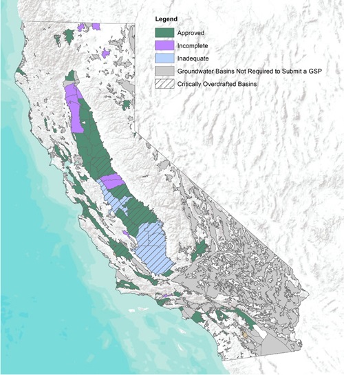 Map of California with GSPs