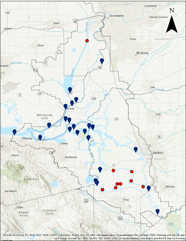 Map of the Delta with Dissolved Oxygen stations